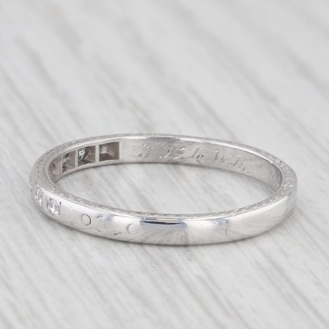 1920s 0.10ctw Diamond Wedding Band 18k Gold Size 7.75 Stackable Ring Art Deco 1920s For Sale - Image 5 of 7