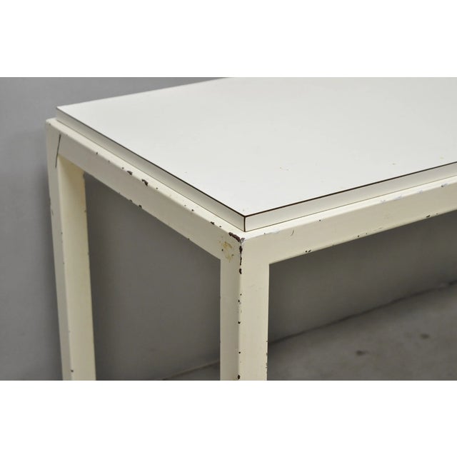 Vintage Mid Century Modern Steel Metal White Laminate Top Coffee Table Bench For Sale - Image 4 of 14