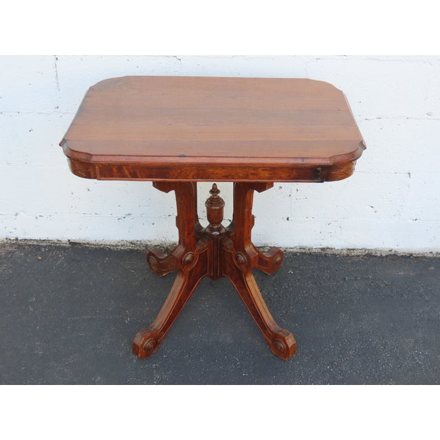 Late 1800s Victorian Eastlake Carved Side Table 6883 For Sale - Image 15 of 18