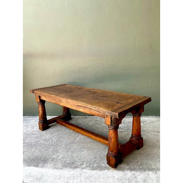 Wood Vintage Belgian Solid Wood Trestle Table For Sale - Image 7 of 12