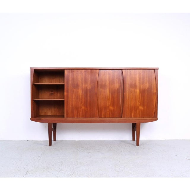 1960s Vintage Teak Highboard or High Sideboard with 4 Sliding Doors, 1960s For Sale - Image 5 of 18
