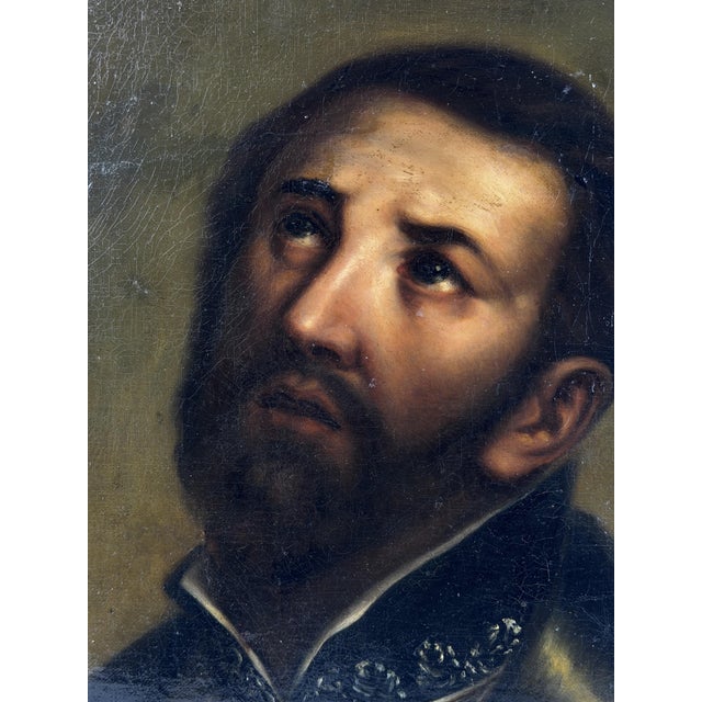 Spanish School, Portrait of Saint Francis Xavier, 1800s, Oil on Canvas For Sale - Image 6 of 8