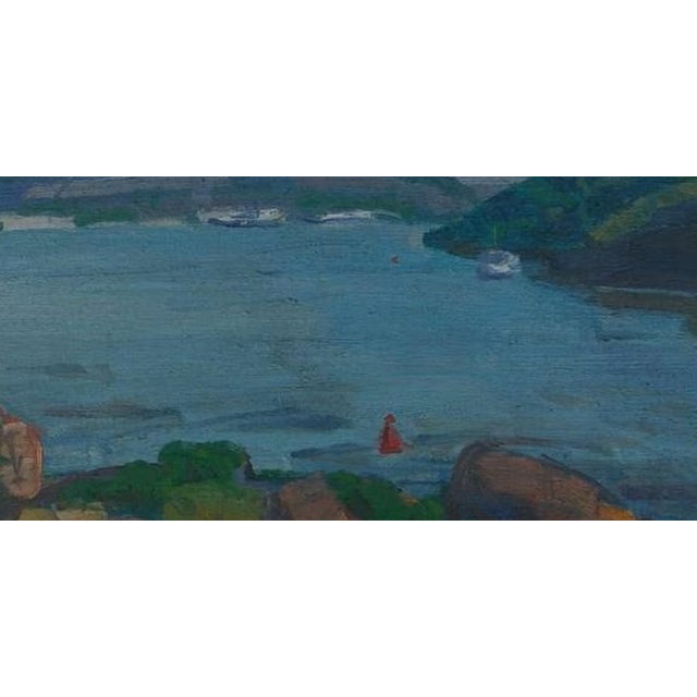 1970s River Painting Landscape Antique Oil Painting Original Soviet Art Ukrainian Artist 40-82 For Sale - Image 4 of 6