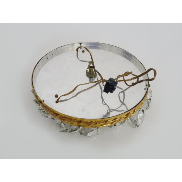 Metal Louis XVI Style Crown-Shaped 3-Light Ceiling Light with Half-Basket of Glass Pendants, 1960s For Sale - Image 7 of 9