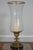 Traditional Pair Quality Large Glass & Brass Hurricane Candlesticks For Sale - Image 3 of 11