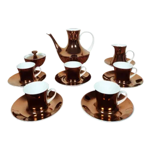 Vintage 1960s Block Bidasoa Spain Copper Lusterware Porcelain Demitasse Espresso