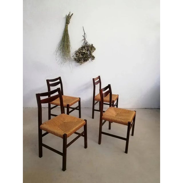 Scandinavian Style Rosewood and Straw Chairs, Set of 4 For Sale - Image 12 of 18