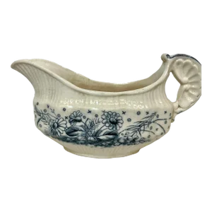 Antique Sampson Hancock Aesthetic Movement Gravy Boat in the Blue Poppy Floral Pattern From England - Circa 1885