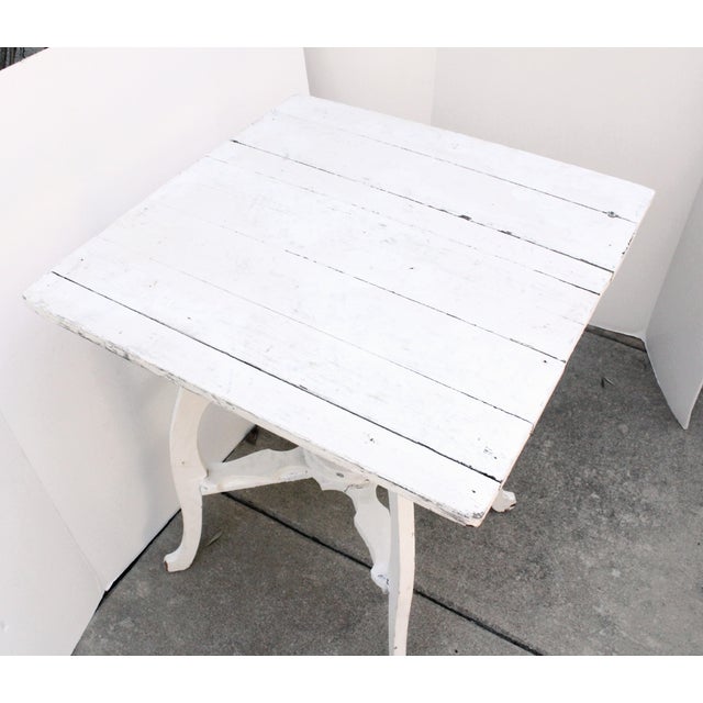 Late 19th Century Antique French Farmhouse Stretcher Table/Distressed White For Sale - Image 5 of 5