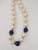 Metal Vintage Circa 1992 Signed Napier Mabe Faux-Pearl & Lapis Necklace For Sale - Image 7 of 12