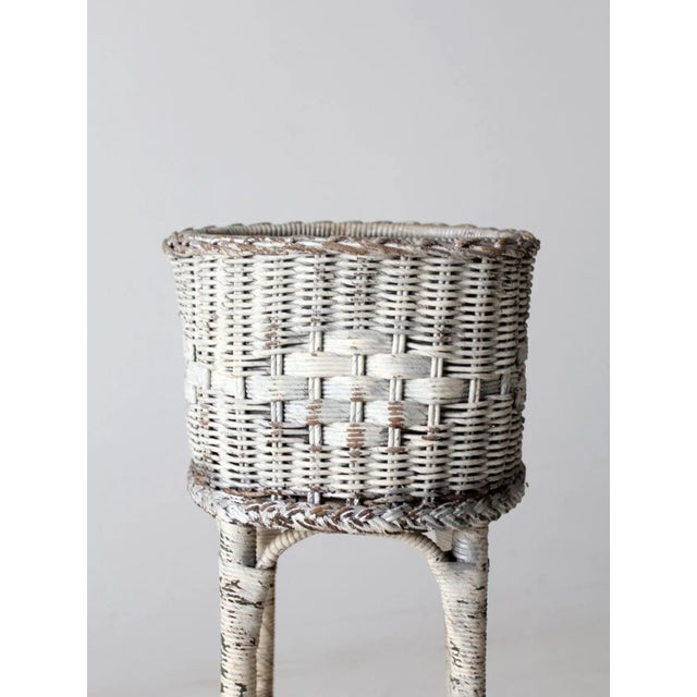 Antique White Wicker Planter For Sale - Image 11 of 13