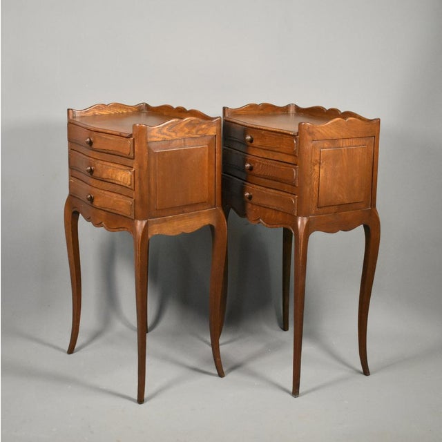 Vintage French Oak Bedside Tables, 1950s, Set of 2 For Sale - Image 11 of 16