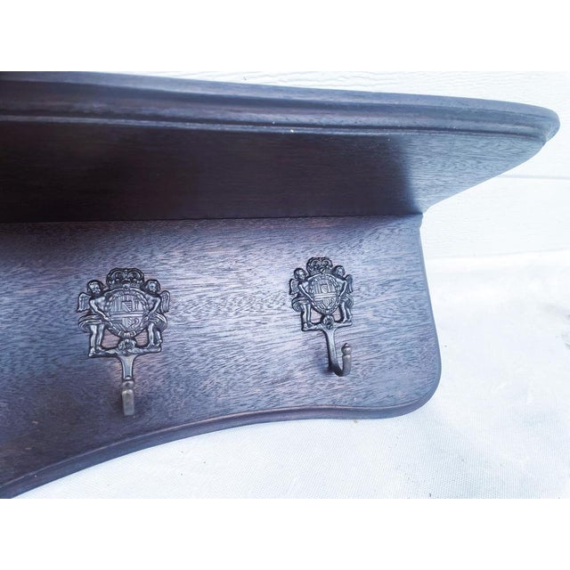 Stylish Wooden Shelf with Hooks in Oak, 1970s For Sale - Image 10 of 13