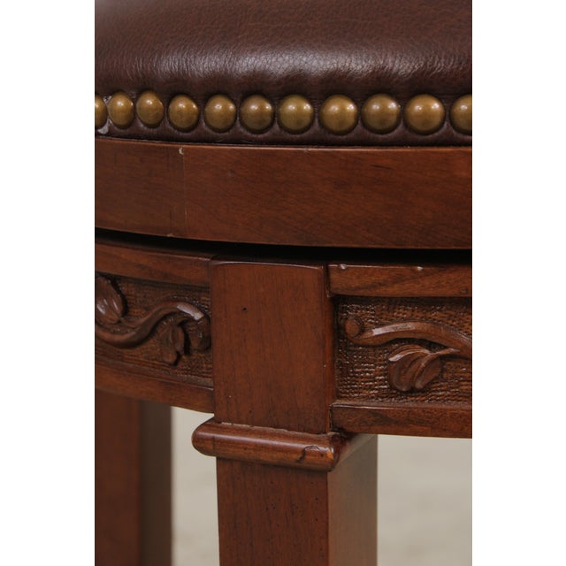 Set of 3 Stickley Cherry Leather Seat Counter Stools For Sale - Image 12 of 16