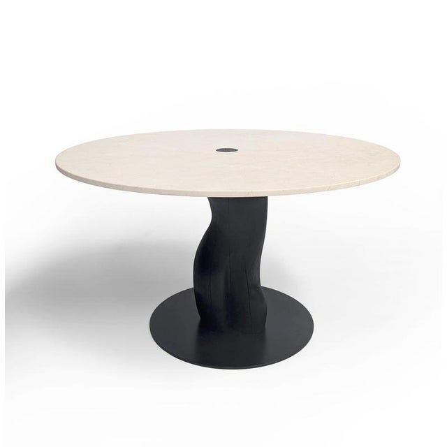 Narco teak collection dining table round by amber x iñigo calleja dimensions: d 130 x h 75 cm. Materials: dry teak trunks...
