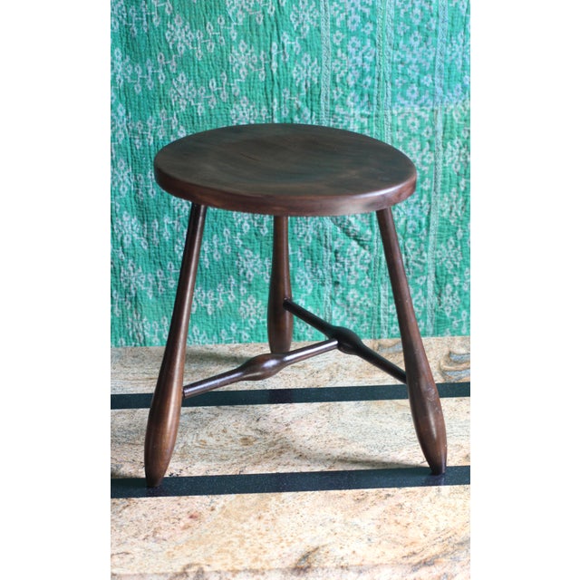 Brown 1950s Tripod Stool From Hale of Vermont For Sale - Image 8 of 10