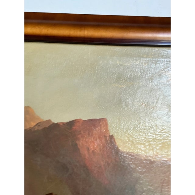 Wood Vintage Boho Original Oil Landscape on Canvas For Sale - Image 7 of 7