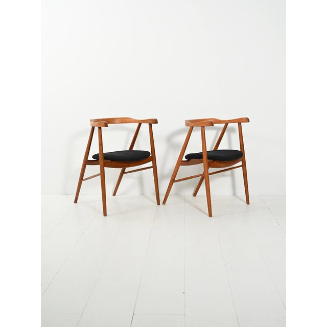 Walnut Dining Chairs, 1950s, Set of 2 For Sale - Image 3 of 12