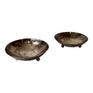 Vintage Mid-Century Modern Alfredo Scciarotta Modernist Sterling Silver Mini Bowls - A Pair