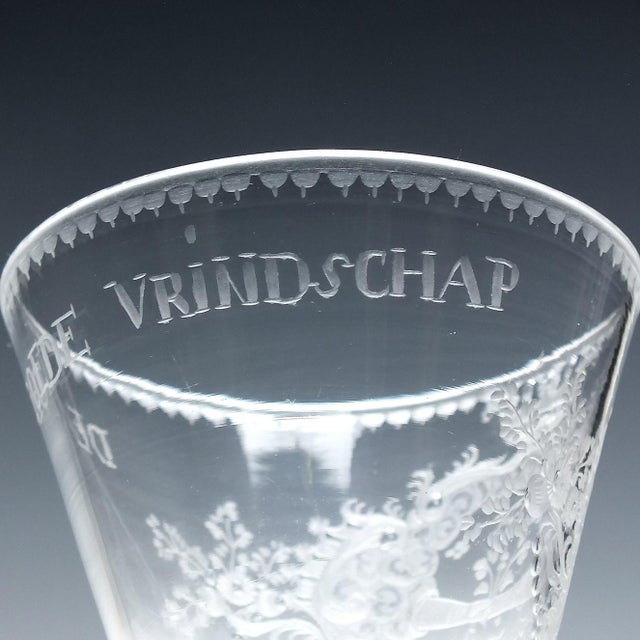 Antique Engraved Light Baluster Wine Glass, 1750 For Sale - Image 6 of 10
