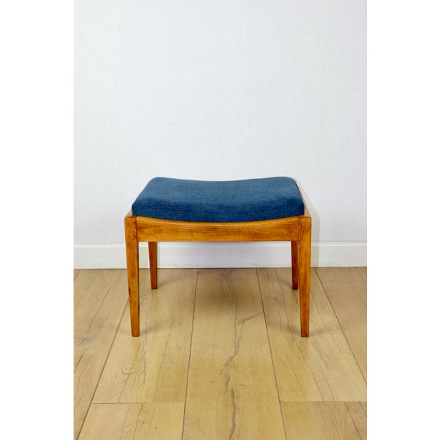 Art Deco Stool Seat in Navy Blue Structural Fabric, 1970s For Sale - Image 3 of 8