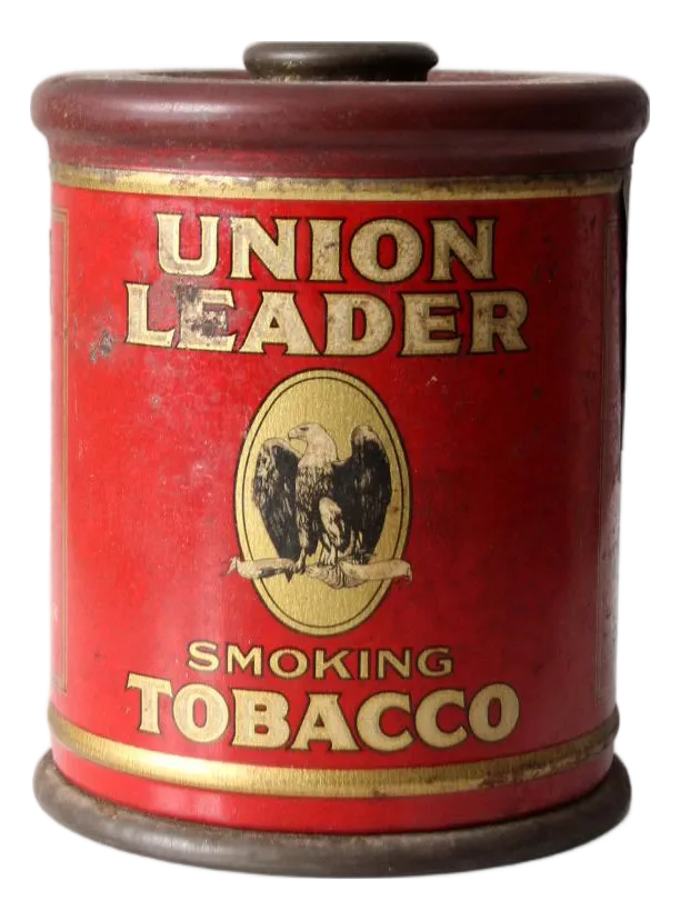 union leader tobacco tin Antique Union Leader Tobacco Tin Canister