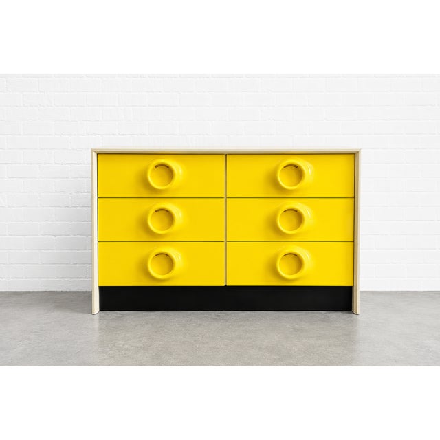 Raymond Loewy Mid Century Modern Yellow Lacquer Plastic + Wood Dresser in the Style of Raymond Loewy | Vintage Pop Art Space Age Design, C. 1970's For Sale - Image 4 of 13