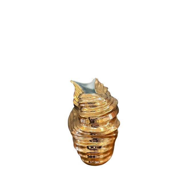 Modern 24k Gold Porcelain Vase | Sculptural Luxury Statement Piece For Sale - Image 4 of 5