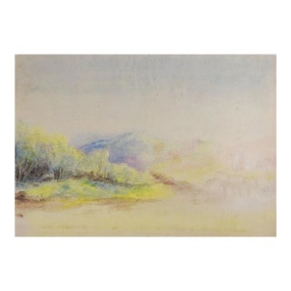 Antique Plein Air Watercolor Mountain Landscape Painting For Sale