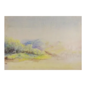 Antique Plein Air Watercolor Mountain Landscape Painting
