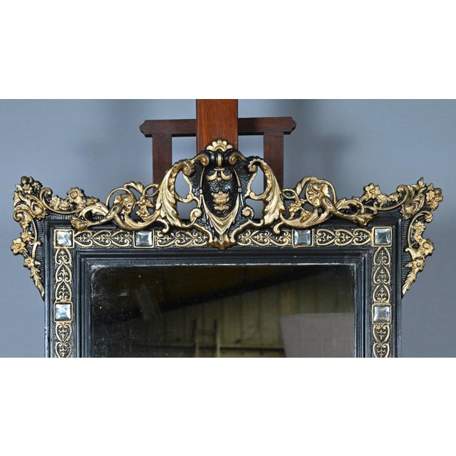 Antique Napoleon III Mirror with Pediment, 1800s For Sale - Image 6 of 15
