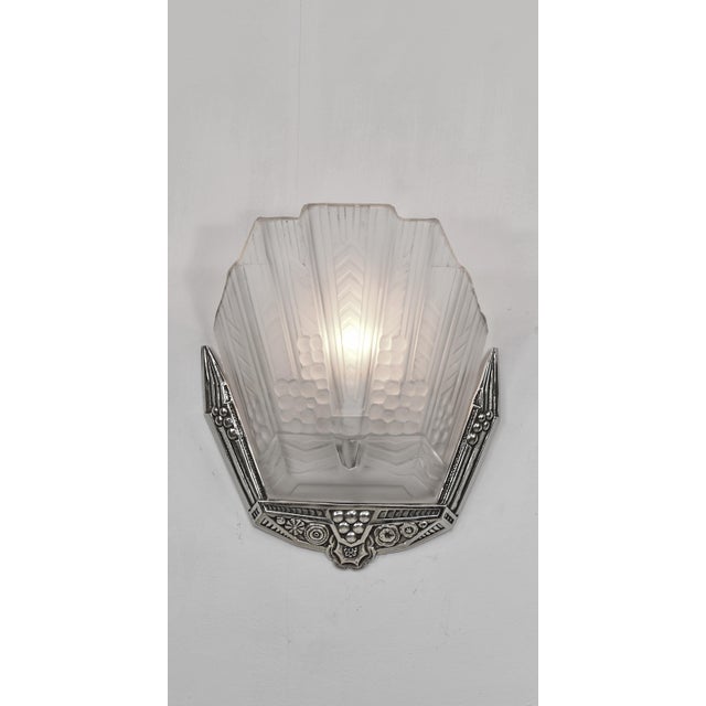 1920s French Art Deco Wall Sconces by Les Etablissements Jean Gauthier Ejg 1930 France - A Pair For Sale - Image 5 of 12