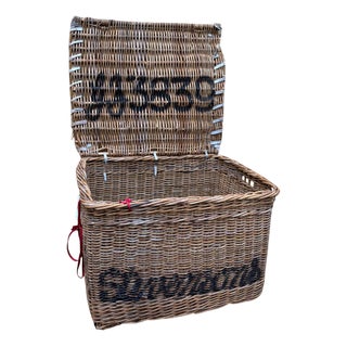 Vintage English Wicker Basket, 1920s For Sale