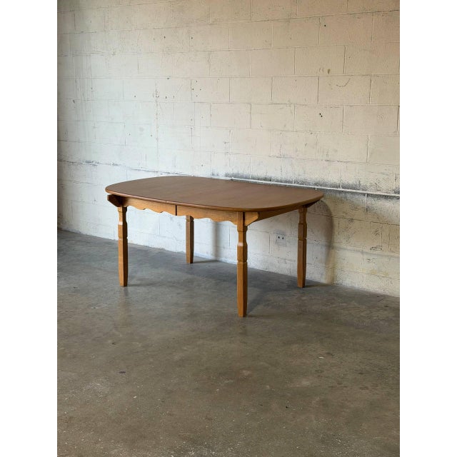 Oak Extendable Dining Table With 3 Leaves Mid-Century Modern 1970s For Sale - Image 10 of 12