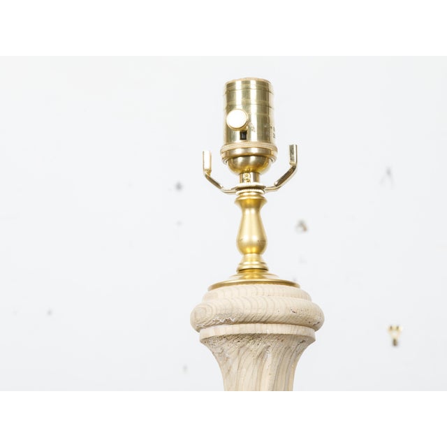 19th Century Pine Twisted Finials on Tall Bases Mounted as Table Lamps - a Pair For Sale - Image 10 of 10