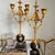 Metal Pair of large antique 3-arm gilt bronze candelabra with black marble // Empire candle holders // black and gold // Napoleon III style For Sale - Image 7 of 15