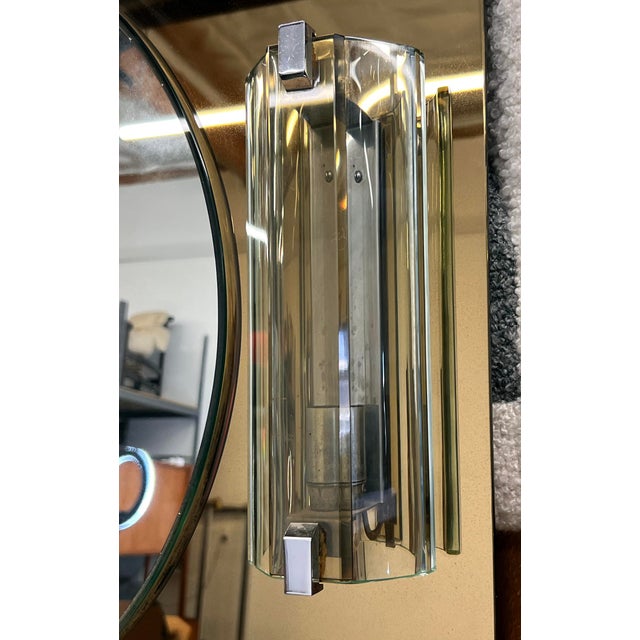 Veca Italian Vanity or Entryway Mirror With Murano Sconces, 1960's, Veca For Sale - Image 4 of 6