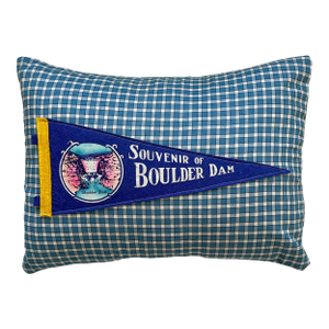 Arizona Hoover Dam Boulder Dam Vintage 1940s Pennant on New Woven Throw Pillow