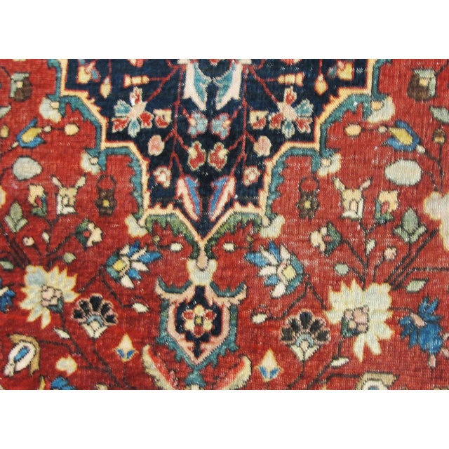 Navy Blue Antique Persian Feraghan Sarouk Rug For Sale - Image 8 of 8