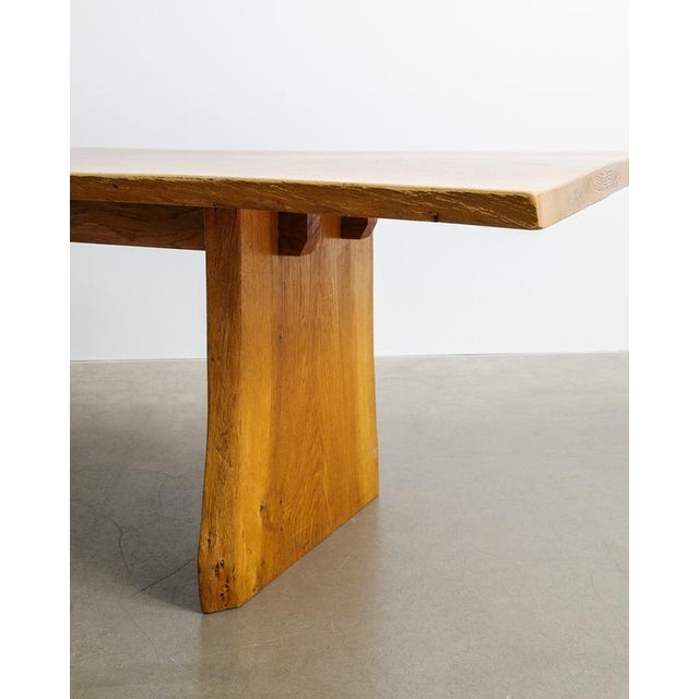 A rare danish modern free form sculptural wooden console table bench in solid stained oak designed and produced by an...