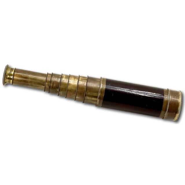 Rare 7 Draw 24 Inch Antique Brass & Rosewood Ships Spyglass - Telescope Circa Late 19th Century For Sale In Boston - Image 6 of 12