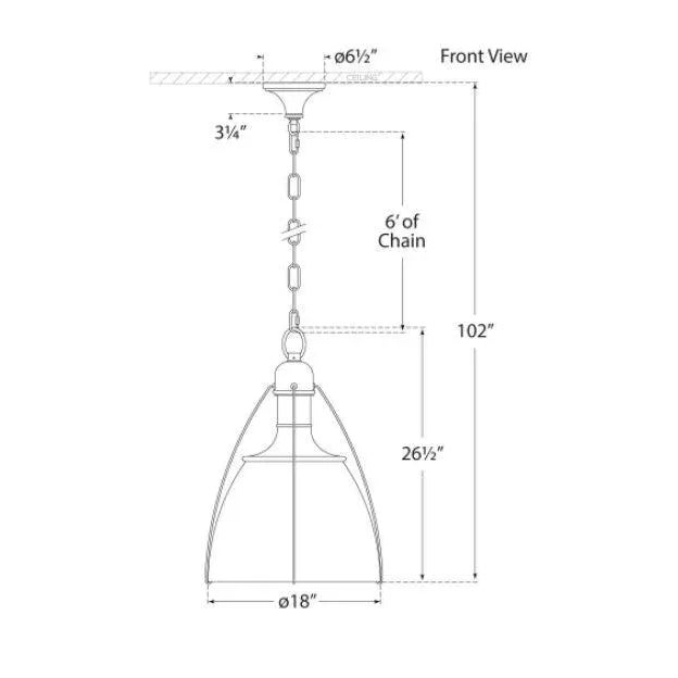 Modern Chapman & Myers for Visual Comfort Signature Prestwick 18" Pendant in Antique Nickel with Clear Glass For Sale - Image 3 of 3