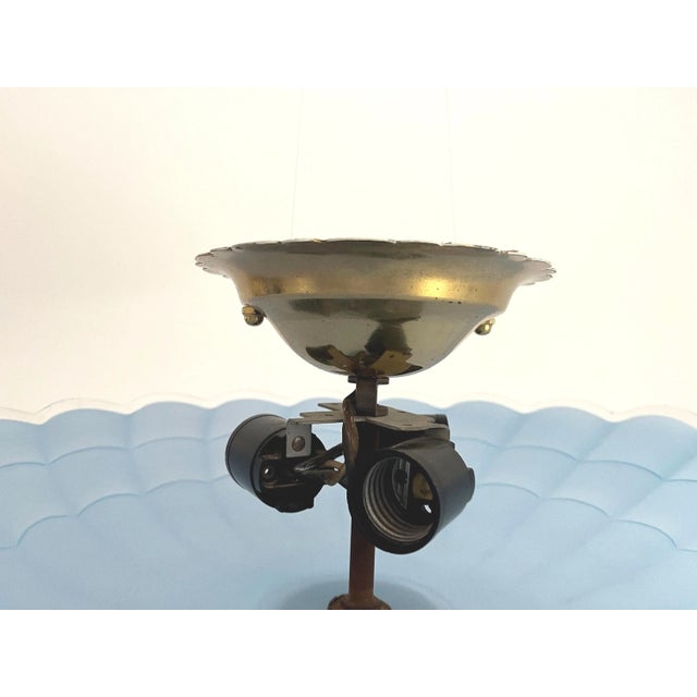 1940s Blue Scalloped Flush Light For Sale - Image 16 of 17