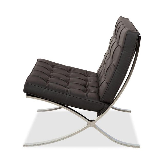 Black Black Vegan Leather Barcelona Chair by Ludwig Mies van der Rohe for Knoll International For Sale - Image 8 of 10