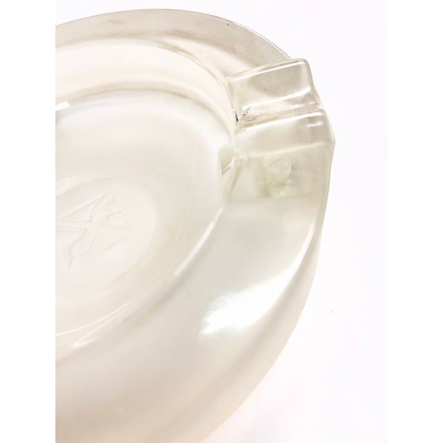 Rare 1939 Art Deco ashtray for use onboard ship. Vintage Holland America line. Frosted lead crystal glass with three rim...
