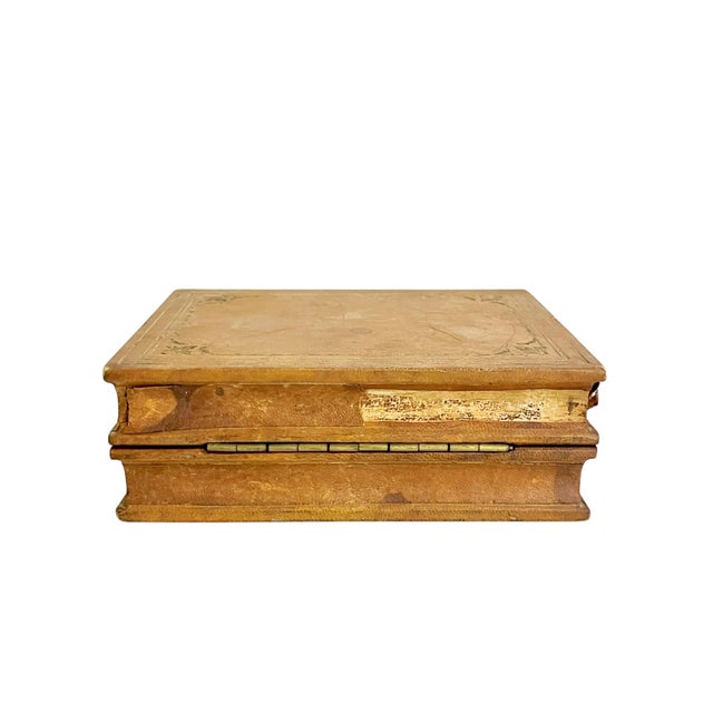 Animal Skin Antique French Gilt Leather-Bound Book Box For Sale - Image 7 of 16