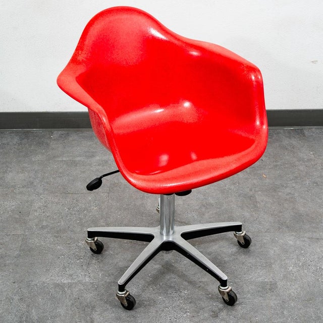 Mid Century Modern Lounge Chair Ray Eames Herman Miller Red Arm Shell Modernica For Sale - Image 12 of 12