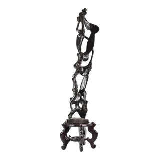 Early 20th Century Makonde Shetani Wood Carving on Custom Base Tanzania For Sale