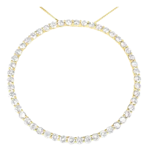10K Yellow Gold Plated .925 Sterling Silver 4 Cttw Diamond Circle Hoop 18" Pendant Necklace