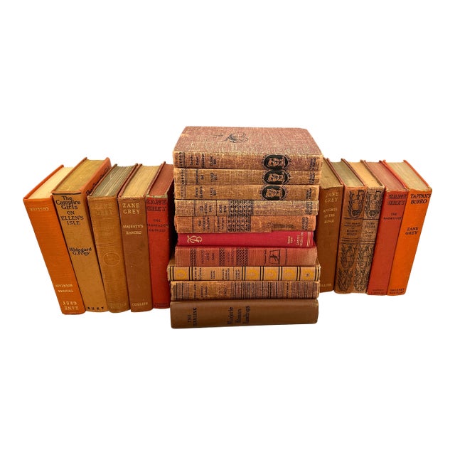 Group of 20 Assorted Shades of Red Antique Books For Sale